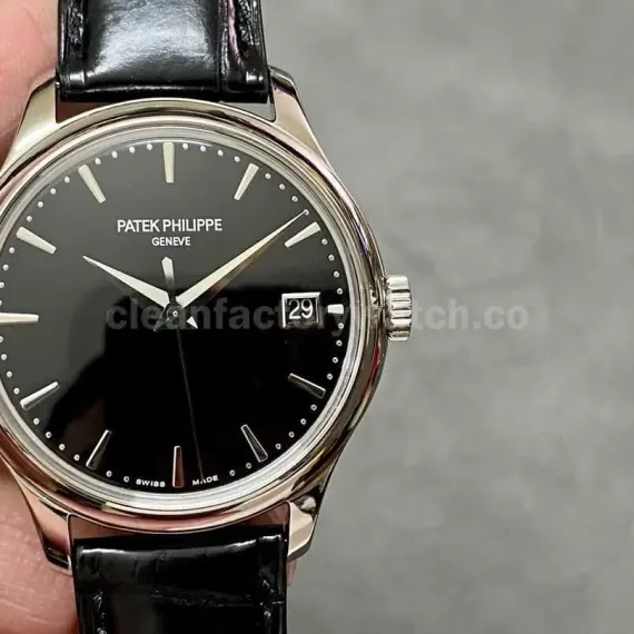 3K Factory Patek Philippe Calatrava 5227G-010 39mm White Gold Leather Strap Black Dial