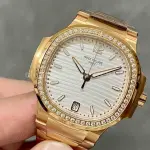 3K Factory Patek Philippe Nautilus 35.2mm 7118-1200R-001 Full Rose Gold Diamond Bezel White Dial