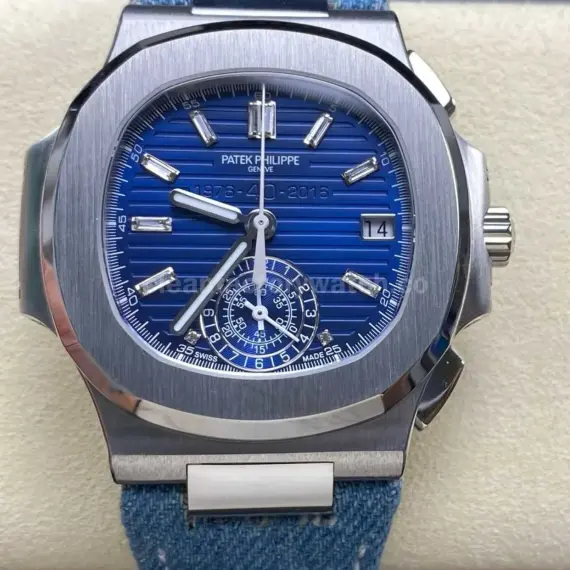 3K Factory Patek Philippe Nautilus 5976/1G-001 Calf Skin Strap White Gold Blue Dial
