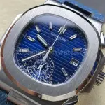 3K Factory Patek Philippe Nautilus 5976/1G-001 Calf Skin Strap White Gold Blue Dial