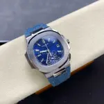 3K Factory Patek Philippe Nautilus 5976/1G-001 Calf Skin Strap White Gold Blue Dial