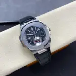 3K Factory Patek Philippe Nautilus 5980/1A-014 Leather Strap Black Dial