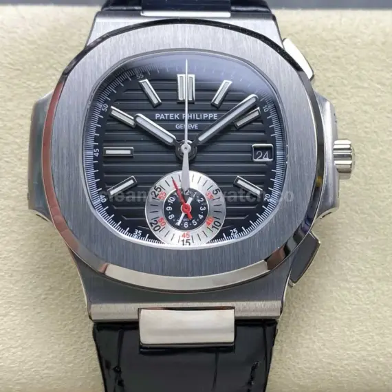 3K Factory Patek Philippe Nautilus 5980/1A-014 Leather Strap Black Dial