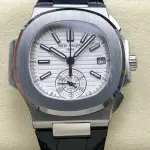 3K Factory Patek Philippe Nautilus 59801A-019 Leather Strap White Dial