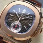 3K Factory Patek Philippe Nautilus 5980R-001 Leather Strap Rose Gold Brown Dial