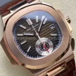 3K Factory Patek Philippe Nautilus 5980R-001 Leather Strap Rose Gold Brown Dial