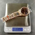 8+ Factory Counterweight Rolex Day-Date 118235 36mm Diamond Rose Gold Bezel Full Rose Gold Diamond Mope Baguette Diamond Brown Dial