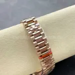8+ Factory Counterweight Rolex Day-Date 128235-0039 36mm Full Rose Gold Baguette Diamond Rose Gold Dial