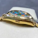 8+ Factory Counterweight Rolex Day-Date 128238-0106 36mm Full Yellow Gold Color Baguette Puzzle Blue Dial