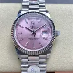 8+ Factory Counterweight Rolex Day-Date 128239-0071 36mm Full 904L Baguette Diamond Pink Dial
