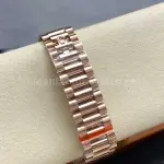 8+ Factory Counterweight Rolex Day-Date 128345RBR-0064 36mm Diamond Bezel Full Rose Gold Roman Numerals Diamond Blue Dial