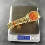 8+ Factory Counterweight Rolex Day-Date 128348RBR-0049 36mm Diamond Yellow Gold Bezel Full Yellow Gold Diamond Roman Numerals Orange Gradient Dial