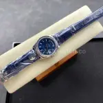 8+ Factory counterweight Rolex Day-Date 36mm 128239-0069 White Gold Crocodile Leather Strap Baguette Diamond Blue Dial