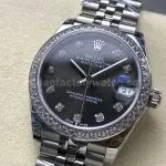 8+ Factory Rolex counterweight Datejust 278384RBR-0010 31mm Diamond White Gold Bezel Full 904L Diamond Grey Dial Jubilee