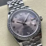 8+ Factory Rolex counterweight Datejust 278384RBR-0036 31mm Diamond White Gold Bezel Full 904L Diamond Pink Dial Jubilee