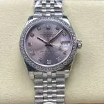 8+ Factory Rolex counterweight Datejust 278384RBR-0036 31mm Diamond White Gold Bezel Full 904L Diamond Pink Dial Jubilee