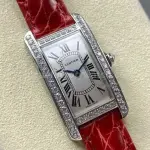 8848 Factory Cartier Tank Américaine 19mm Roman Numerals Silver Dial