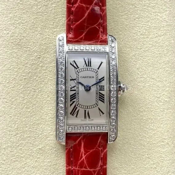 8848 Factory Cartier Tank Américaine 19mm Roman Numerals Silver Dial