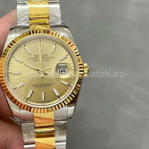 A+ Factory Rolex Datejust 126233-0016 36mm Half Yellow Gold Champagne Dial