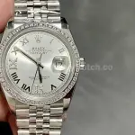 A+ Factory Rolex Datejust 126284RBR-0021 36mm Diamond Bezel Full 904L Roman Numerals&Diamond Silver Dial Jubilee