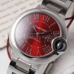 AF Factory Cartier Ballon Bleu WSBB0052 33mm Full Steel Roman Numerals Red Dial