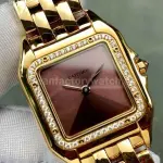 AF Factory Cartier Panthère 27mm Diamond Bezel Full Rose Gold Red Dial