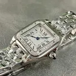 AF Factory Cartier Panthère W4PN0007 22mm Diamond Bezel Full Steel Roman Numerals Silver Dial