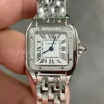 AF Factory Cartier Panthère W4PN0007 22mm Diamond Bezel Full Steel Roman Numerals Silver Dial