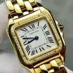 AF Factory Cartier Panthère WJPN0016 27mm Diamond Bezel Full Yellow Gold Roman Numerals Silver Dial