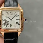 AF Factory Cartier Santos Dumont 31.4mm Rose gold Leather Strap Silver Dial