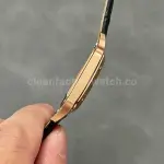 AF Factory Cartier Santos Dumont 31.4mm Rose gold Leather Strap Silver Dial