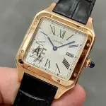 AF Factory Cartier Santos Dumont 31.4mm Rose gold Leather Strap Silver Dial