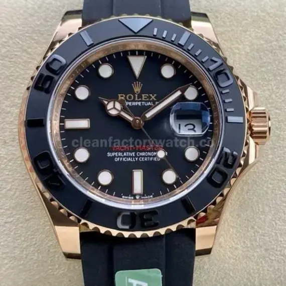 ARF Factory Counterweight Rolex Yacht-Master 40 126655 40mm Rose Gold Rubber Strap Black Dial