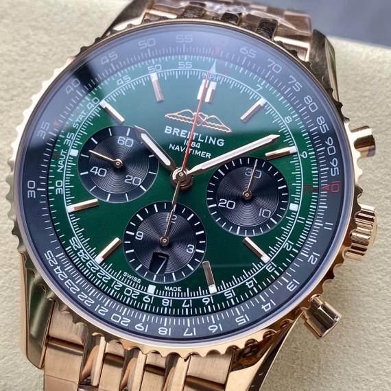 Breitling Navitimer – Green Dial, Rose Gold