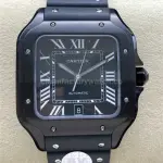 BV Factory Cartier Santos WSSA0039 39.8mm Steel Rubber Strap Roman Numerals Black Dial