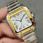 BV Factory Women’s Cartier Santos W2SA0007 35.1mm Gold Steel Roman Numerals White Dial