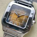 BV Factory Women’s Cartier Santos WSSA0065 35.1mm Full Steel Roman Numerals Orange Dial