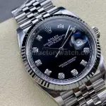 Clean Factory Rolex Datejust 126234-0027 36mm Full 904L Diamond Mop Black Dial Jubilee