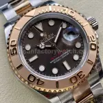 Clean Factory Rolex Yacht-Master 126621-0001 40mm Half Rose Gold Brown Dial