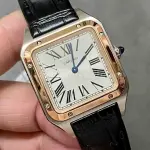 F1 Factory Cartier Santos Dumont W2SA0012 27.5mm Steel Leather Strap Roman Numerals Silver Dial