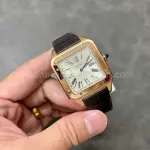 F1 Factory Cartier Santos Dumont WGSA0032 33.9mm Rose Gold Leather Strap Roman Numerals Silver Dial