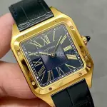 F1 Factory Cartier Santos Dumont WGSA0077 31.4mm Yellow Gold Leather Strap Roman Numerals Black Dial