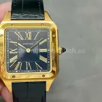 F1 Factory Cartier Santos Dumont WGSA0077 31.4mm Yellow Gold Leather Strap Roman Numerals Black Dial