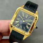 F1 Factory Cartier Santos Dumont WGSA0077 31.4mm Yellow Gold Leather Strap Roman Numerals Black Dial