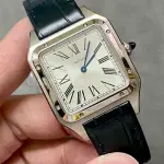 F1 Factory Cartier Santos Dumont WSSA0022 31.4mm Steel Leather Strap Roman Numerals Silver Dial