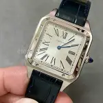 F1 Factory Cartier Santos Dumont WSSA0022 31.4mm Steel Leather Strap Roman Numerals Silver Dial