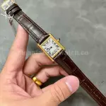 F1 Factory Cartier Tank Louis Cartier W1529856 22mm Yellow Gold Brown Leather Strap Roman Numerals Silver Dial