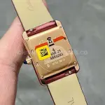 F1 Factory Cartier Tank Louis Cartier WGTA0010 22mm Rose Gold Red Leather Strap Roman Numerals Silver Dial