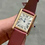 F1 Factory Cartier Tank Louis Cartier WGTA0010 22mm Rose Gold Red Leather Strap Roman Numerals Silver Dial