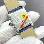 F1 Factory Cartier Tank Louis Cartier WSTA0055 25.5mm Steel Leather Strap Blue Dial